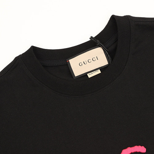 Gucci Pink Short-Sleeve Top with Embroidered Lettering