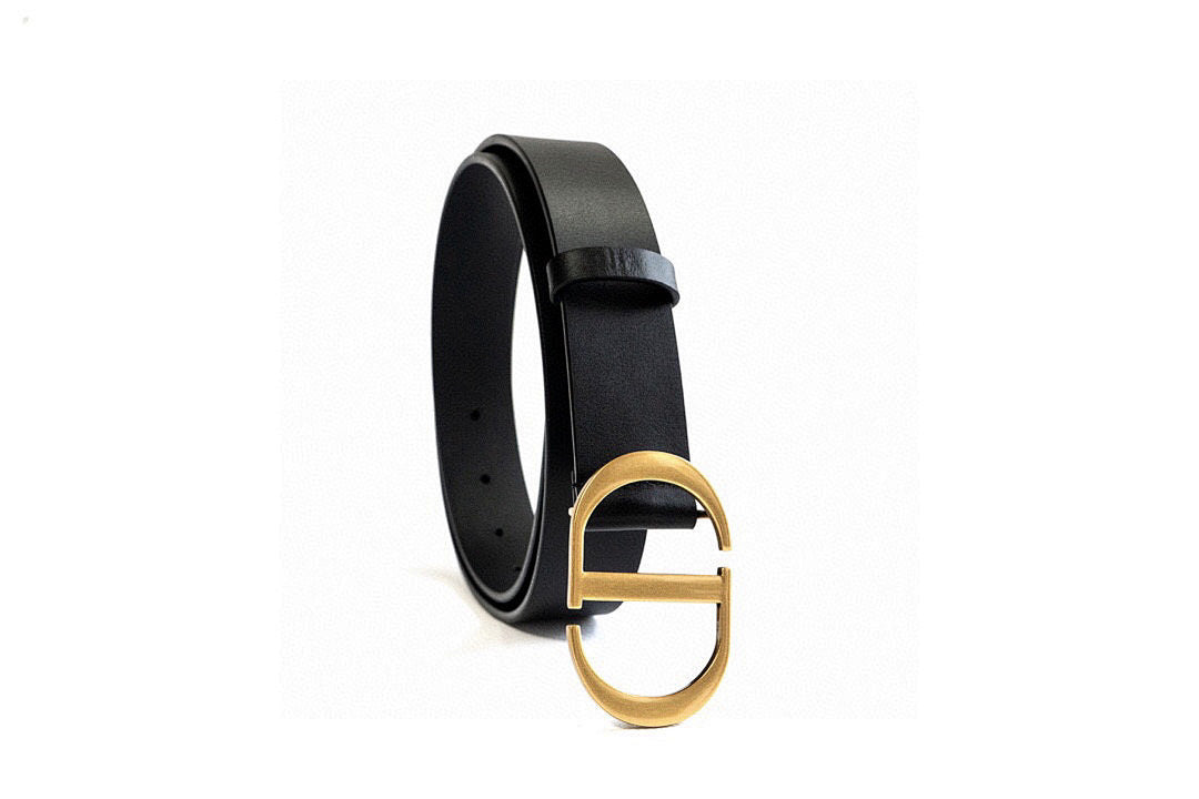 Dior Oblique Belt – Black Calfskin & CD Gold Buckle | French Luxury