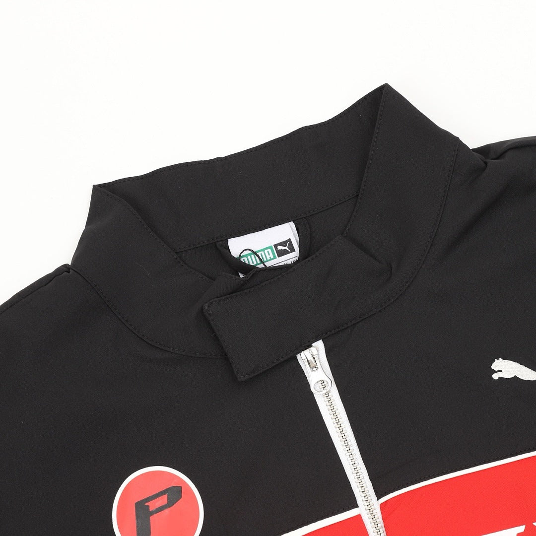 Puma Race Ahead Black White Red Colorblock Track Jacket