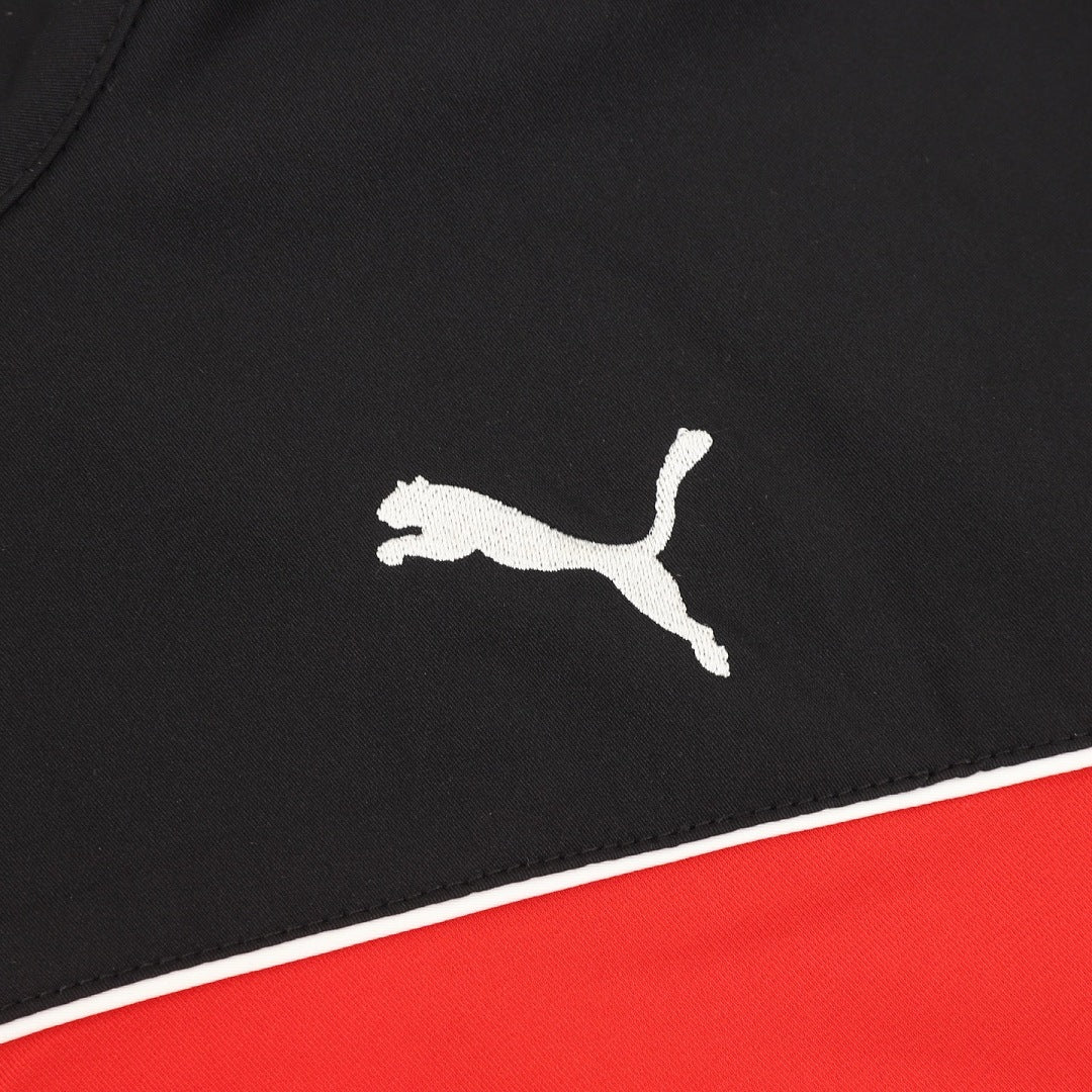 Puma Race Ahead Black White Red Colorblock Track Jacket