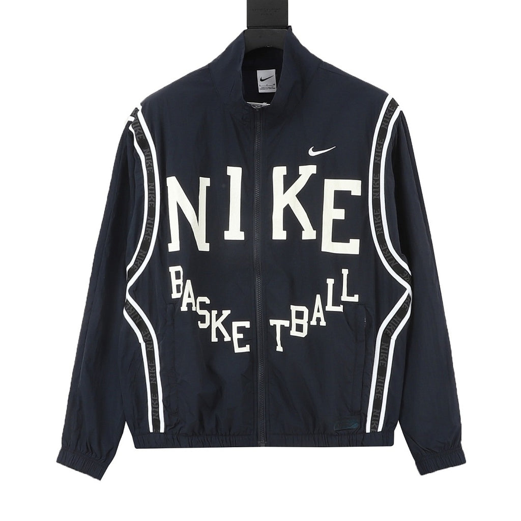Nike Basketball Black Contrast-Lettering Track Jacket