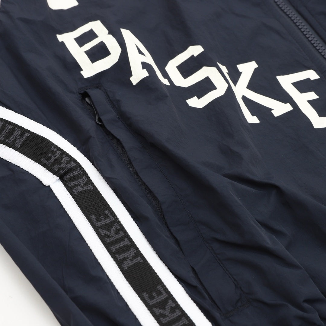Nike Basketball Black Contrast-Lettering Track Jacket