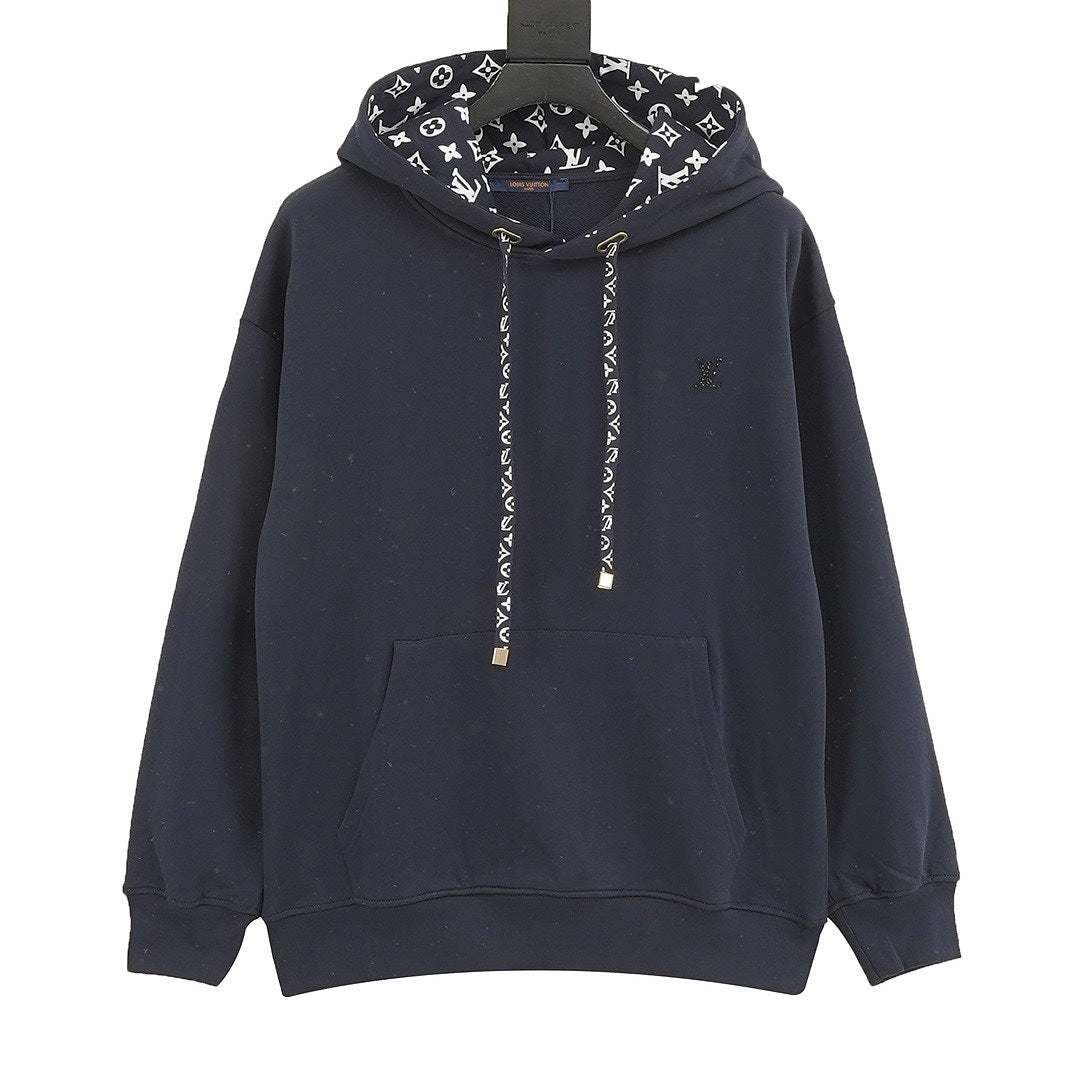 Louis Vuitton Navy blue Monogram-Trim Hoodie