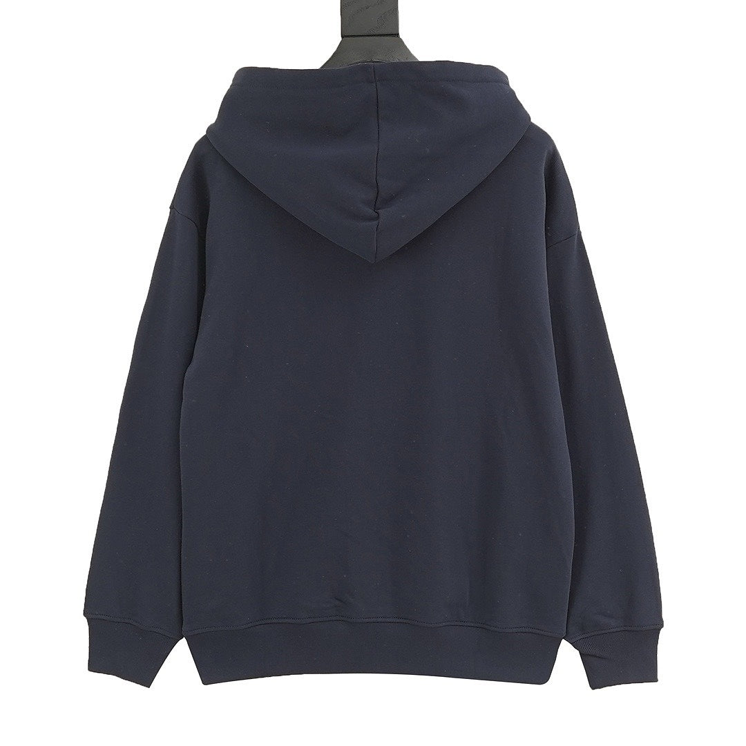 Louis Vuitton Navy blue Monogram-Trim Hoodie