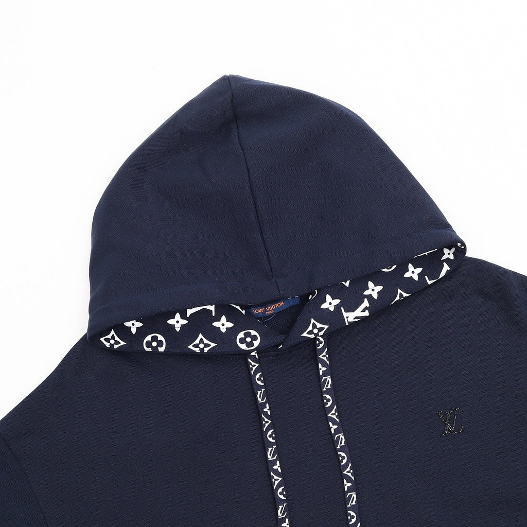 Louis Vuitton Navy blue Monogram-Trim Hoodie