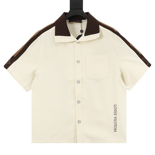 Louis Vuitton Shoulder Stripe Embroidered Logo Short Sleeve Shirt