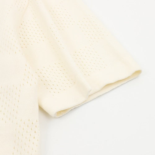 Louis Vuitton Mesh Checkerboard Knit Short Sleeve T-Shirt