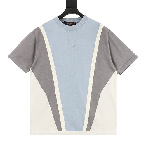 Louis Vuitton SS26 Embossed Logo Contrast Colorblock Knit T-Shirt