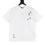 Louis Vuitton SS26 Monogram Print Dual-Placement LV Logo Embroidered T-Shirt