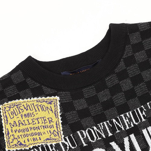 Louis Vuitton 25SS Luggage Tag Damier Jacquard Knit Short-Sleeve Tee