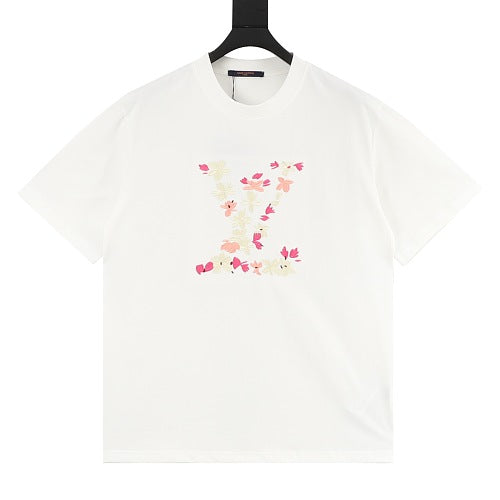 Louis Vuitton 26SS Cherry Blossom Embroidered LV Logo Short Sleeve T-Shirt
