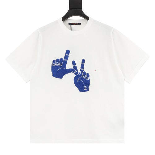 Louis Vuitton 26SS Towel Embroidery Hand Gesture LV Knit T-Shirt
