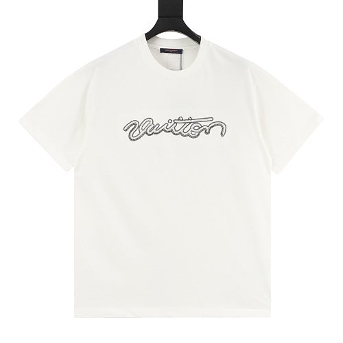 Louis Vuitton SS26 Handwritten LV Rhinestone Signature T-Shirt
