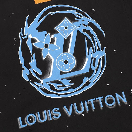 Louis Vuitton SS26 Blue Swirl LV Spray Ink Print T-Shirt