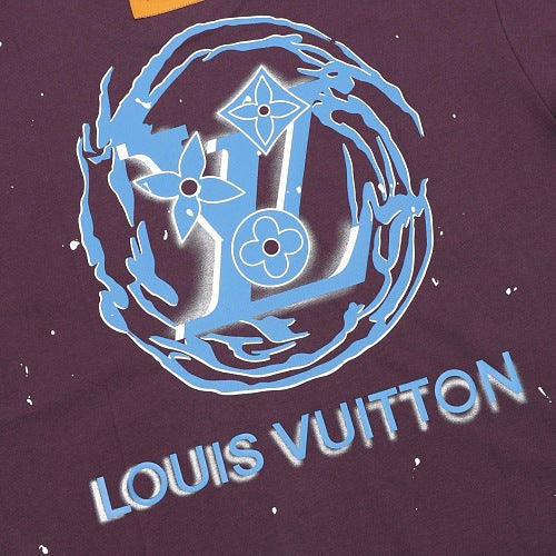 Louis Vuitton SS26 Blue Swirl LV Spray Ink Print T-Shirt