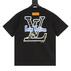 Louis Vuitton SS26 Blue & White Graffiti Logo Front & Back Print T-Shirt