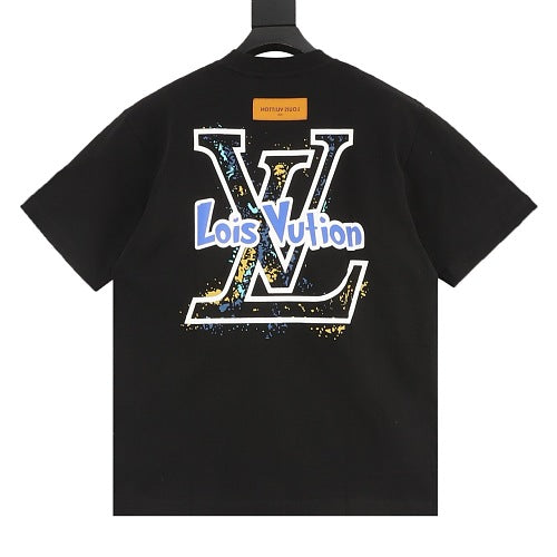 Louis Vuitton SS26 Blue & White Graffiti Logo Front & Back Print T-Shirt