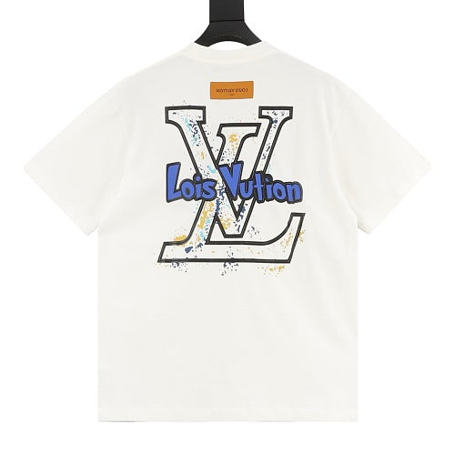 Louis Vuitton SS26 Blue & White Graffiti Logo Front & Back Print T-Shirt
