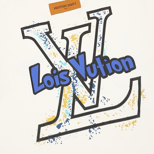 Louis Vuitton SS26 Blue & White Graffiti Logo Front & Back Print T-Shirt