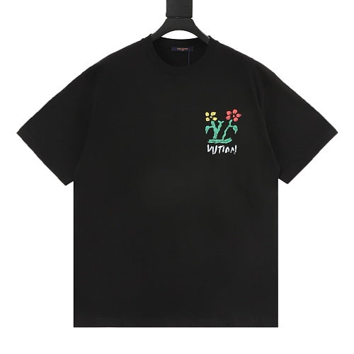 Louis Vuitton Graffiti Floral Print Short Sleeve T-Shirt