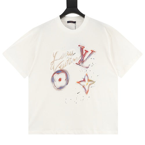 Louis Vuitton SS26 Oil Splash Handwritten Signature Embossed T-Shirt