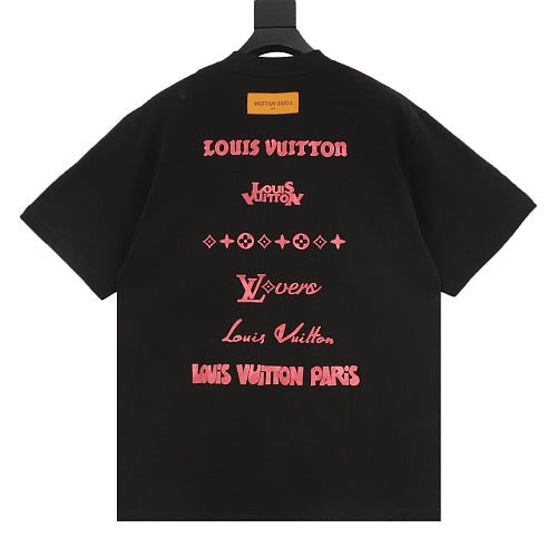 Louis Vuitton SS26 Multi-Layer LV Lettering Pink T-Shirt