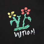 Louis Vuitton Graffiti Floral Print Short Sleeve T-Shirt