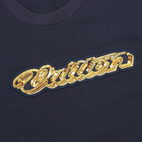 Louis Vuitton SS26 Gold Sequin Handwritten Lettering Embroidered T-Shirt