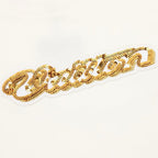 Louis Vuitton SS26 Gold Sequin Handwritten Lettering Embroidered T-Shirt