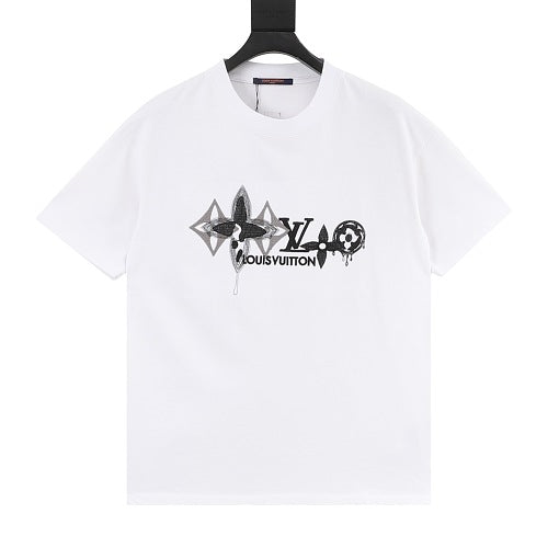 Louis Vuitton SS26 Monogram Print LV Logo Embroidered T-Shirt