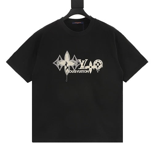 Louis Vuitton SS26 Monogram Print LV Logo Embroidered T-Shirt