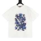 Louis Vuitton SS26 Ink Wash Blue Floral 3D LV Logo T-Shirt