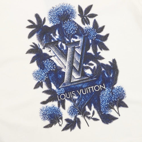 Louis Vuitton SS26 Ink Wash Blue Floral 3D LV Logo T-Shirt