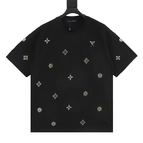 Louis Vuitton SS26 Floral Hot-Fix Crystal LV Logo T-Shirt