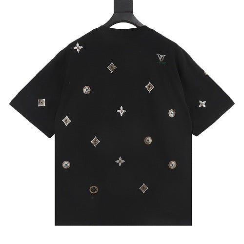 Louis Vuitton SS26 Floral Hot-Fix Crystal LV Logo T-Shirt