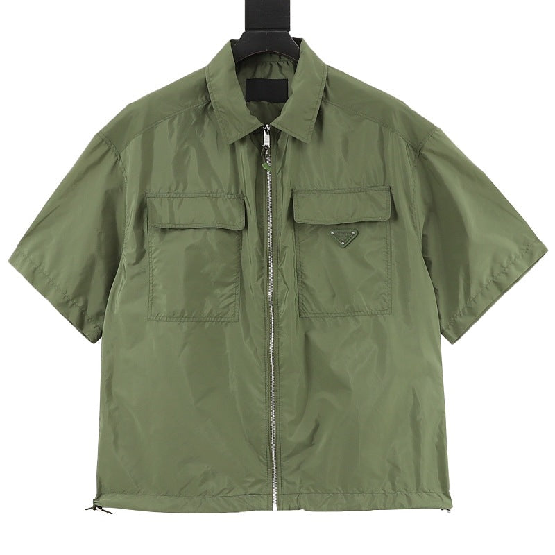 PRADA Nylon Zip-Front Utility Shirt Jacket | 2026 New Collection