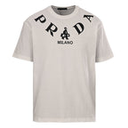 PRADA T-shirt with small figure graphic at the neckline
