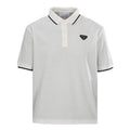 PRADA Short-Sleeve Polo Shirt with Black Stripe Detail