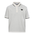 PRADA Short-Sleeve Polo Shirt with Black Stripe Detail