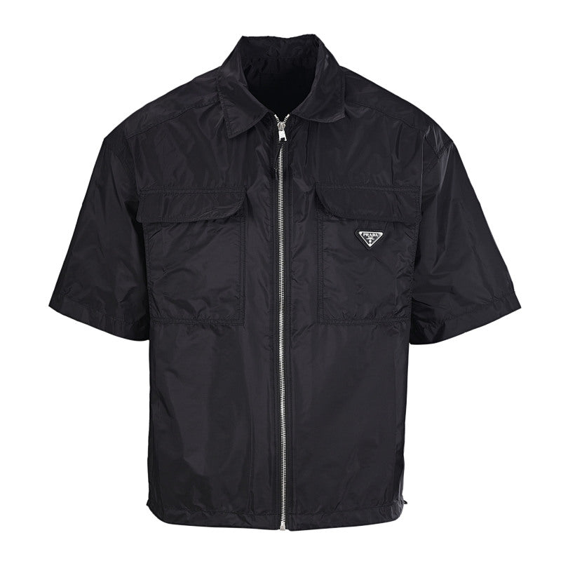 PRADA Minimalist Short-Sleeve Shirt with Double Pockets
