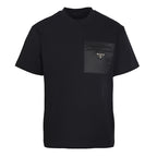 PRADA Velvet-Pocket T-Shirt with Triangle Logo Plaque