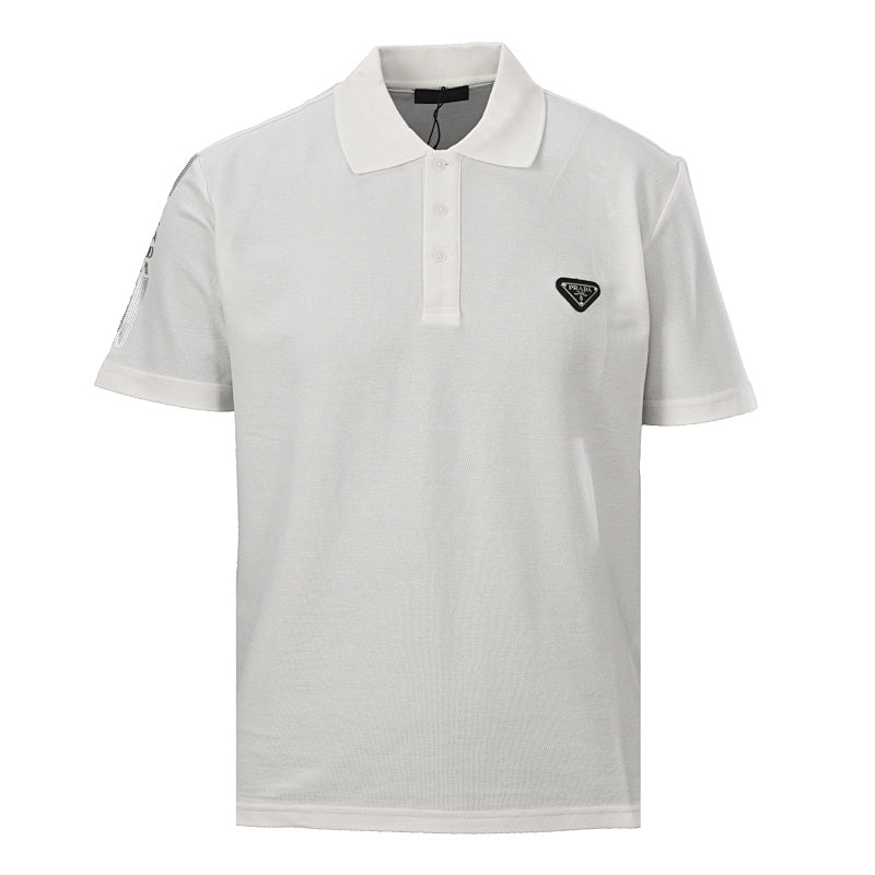 Prada Metal Triangle Logo Polo Shirt
