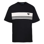 Prada Striped Panel T-Shirt with Triangle Logo