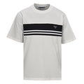 Prada Striped Panel T-Shirt with Triangle Logo
