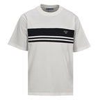 Prada Striped Panel T-Shirt with Triangle Logo