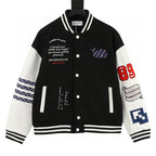 THOM BROWNE Four-Bar Multi-Embroidery Baseball Jacket