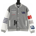 THOM BROWNE Four-Bar Multi-Embroidery Baseball Jacket