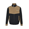 Gucci Camel All-Over Monogram Harrington Jacket with Ribbed Cuffs