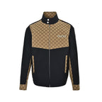 Gucci Camel All-Over Monogram Harrington Jacket with Ribbed Cuffs