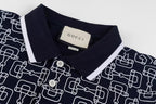 Gucci Horsebit Print Polo Shirt | Navy & White